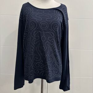 Chico's Blue Relaxed Blouse with Swirled Pattern L